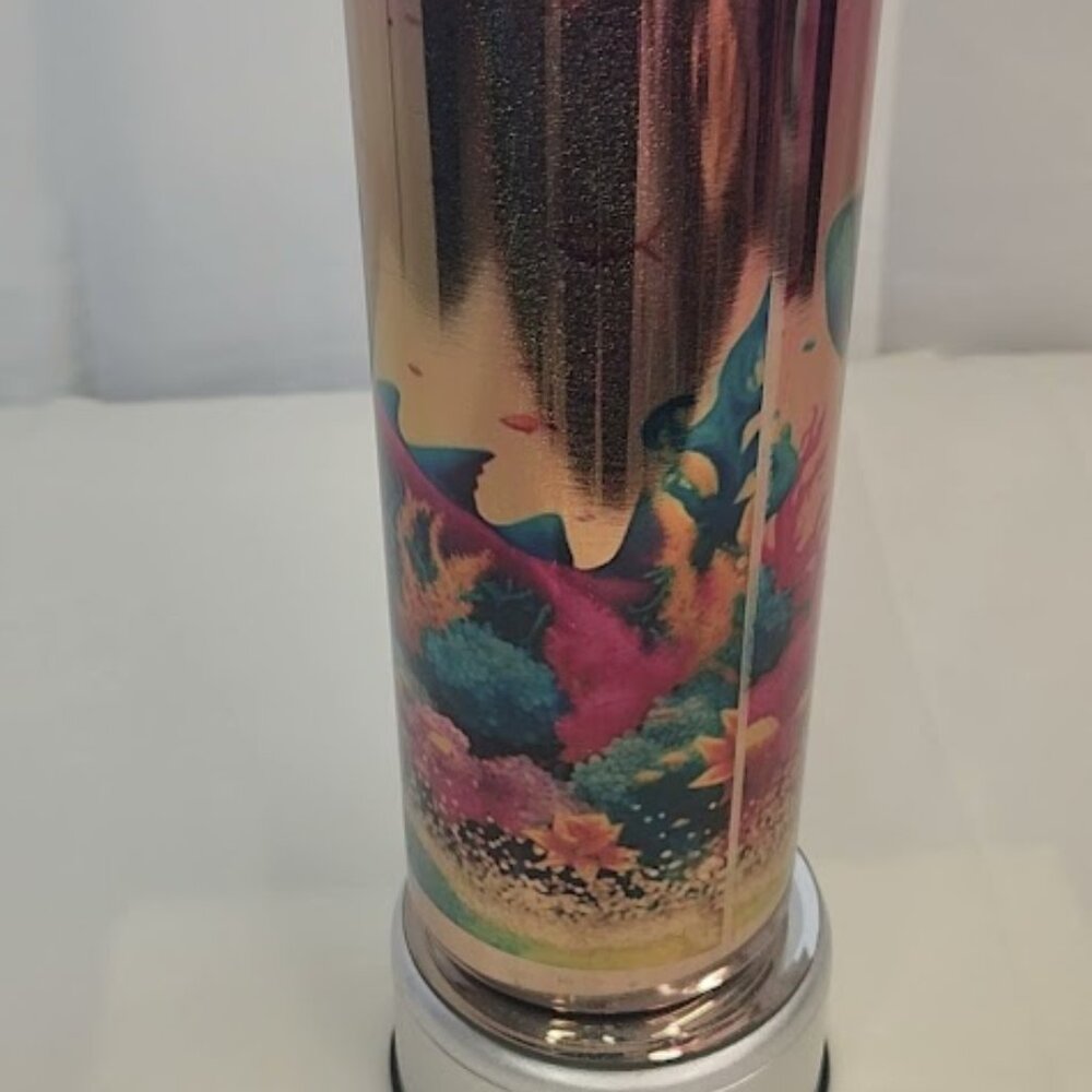 20oz hot/cold Tumbler, custom shark theme, Rose Gold Glitter, Eco, Reusable